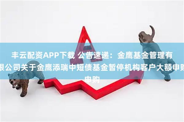 丰云配资APP下载 公告速递：金鹰基金管理有限公司关于金鹰添瑞中短债基金暂停机构客户大额申购