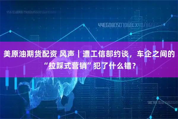 美原油期货配资 风声｜遭工信部约谈，车企之间的“拉踩式营销”犯了什么错？